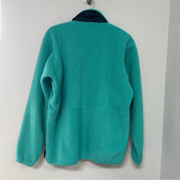 Vintage 80s Patagonia Fleece Half Zip Pullover Teal Pink Made in the USA Medium - Picture 3 of 5